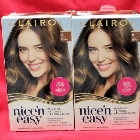 2 Pk Clairol Nice 'N Easy #6 LIGHT BROWN Hair Dye - New in Box - Old Packaging - Picture 1 of 2